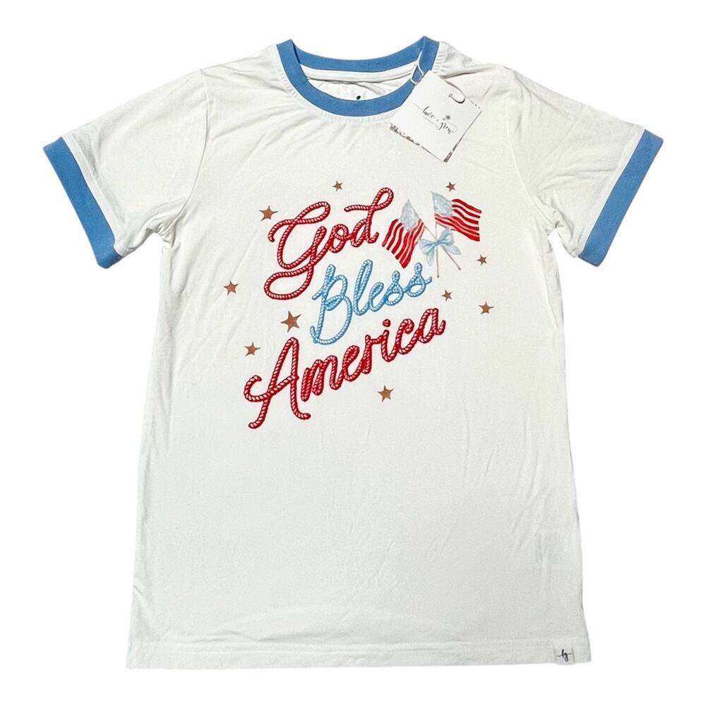 NWT Love & Grow God Bless America Bamboo Tee Size 7/8